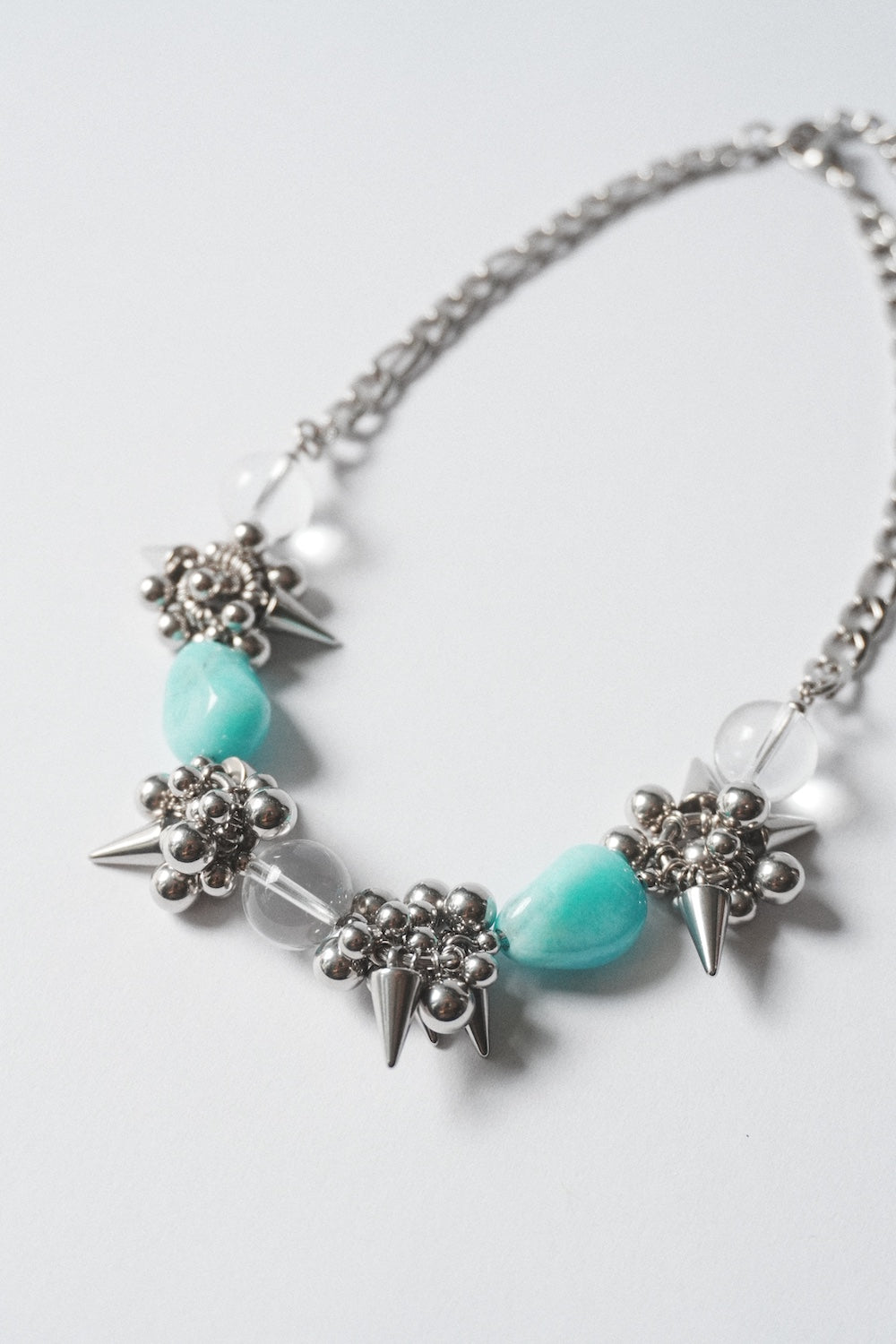 Rock-crystal Style Necklace ver.1 (Blue Chalcedony&Clear Quartz 藍玉髓&白水晶)