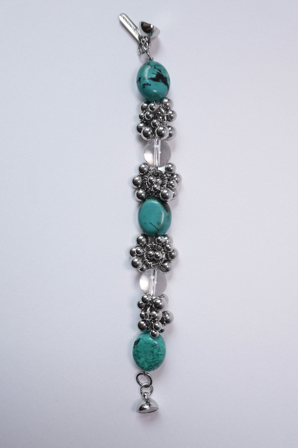 Rock-crystal Style Bracelet ver.1 (Turquoise & Clear Quartz Bracelet 綠松石白水晶)