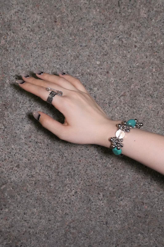 Turquoise & Clear Quartz Bracelet 綠松石白水晶手鏈