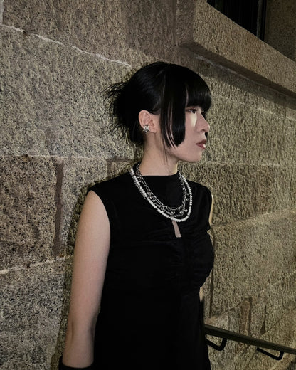 Ball Drop Chain Necklace & Pearl Chain Multi-way Necklace