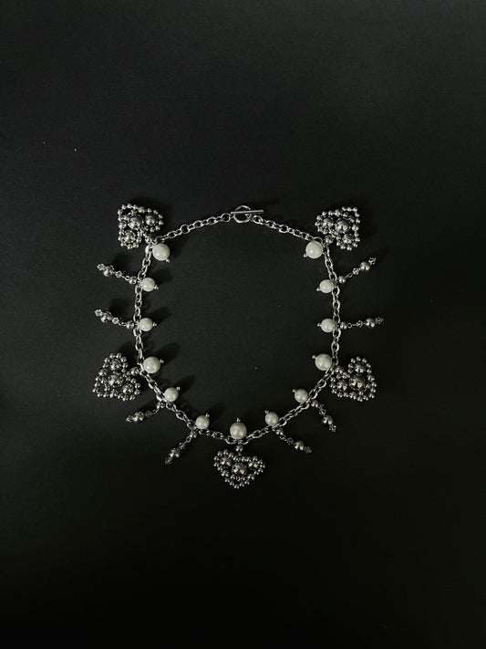 HEART Beaded Pearl Necklace 心心串珠珍珠項鏈