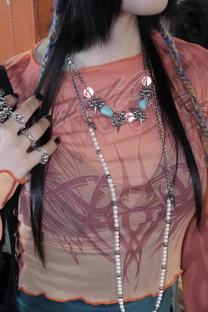 Rock Crystal Necklace ver.5 (Blue Chalcedony & Clear Quartz)